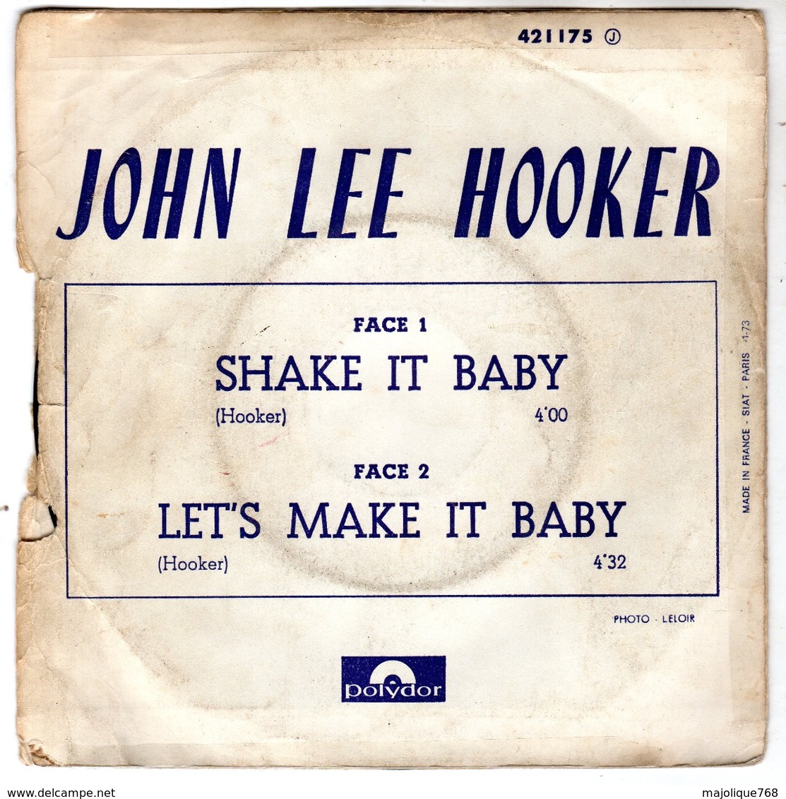 John Lee Hooker - Shake It Baby - Let's Make It Baby - Polydor 421175 - 1968 - - Blues