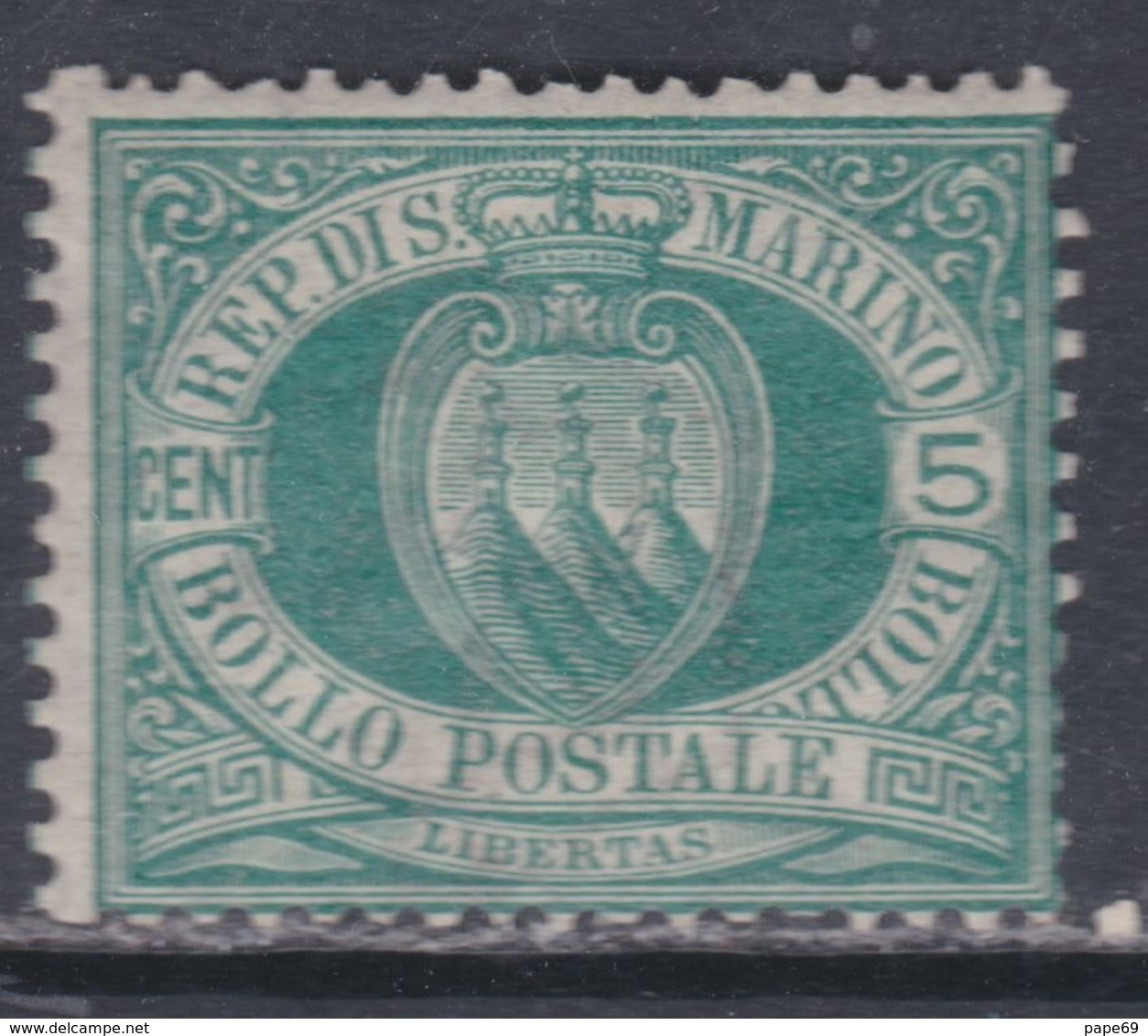 Saint-Marin N° 27 X  Partie De Série : 5 C. Vert,  Trace De Charnière Sinon TB - Unused Stamps