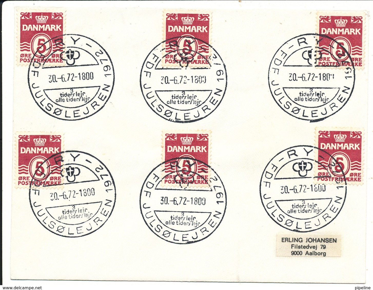 Denmark Cover Scout Scouting Ry FDF Julsölejren 1972 30-6-1972 - Covers & Documents