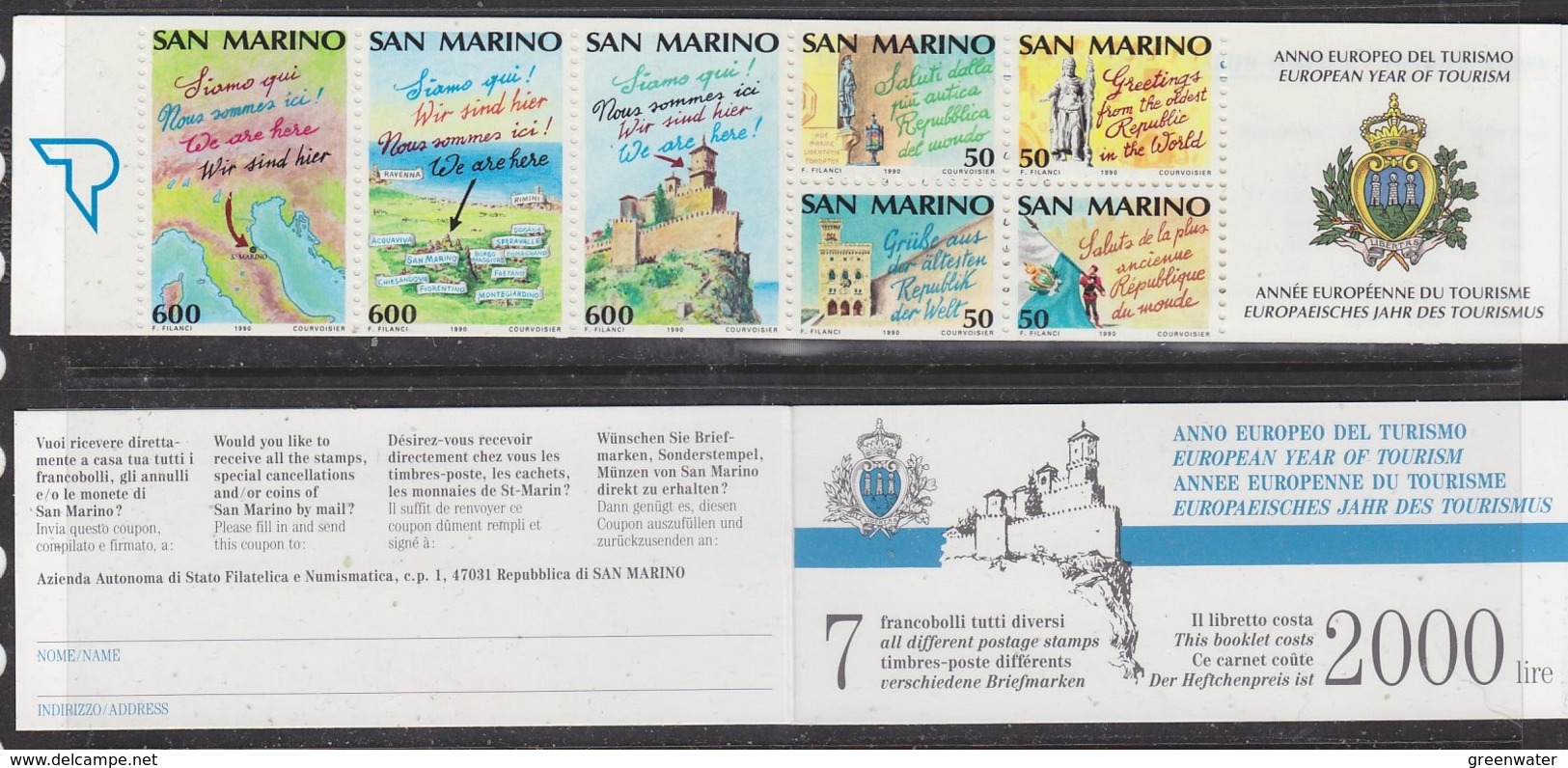 San Marino 1990 European Tourism Year Booklet ** Mnh (44436) Promotion - Markenheftchen