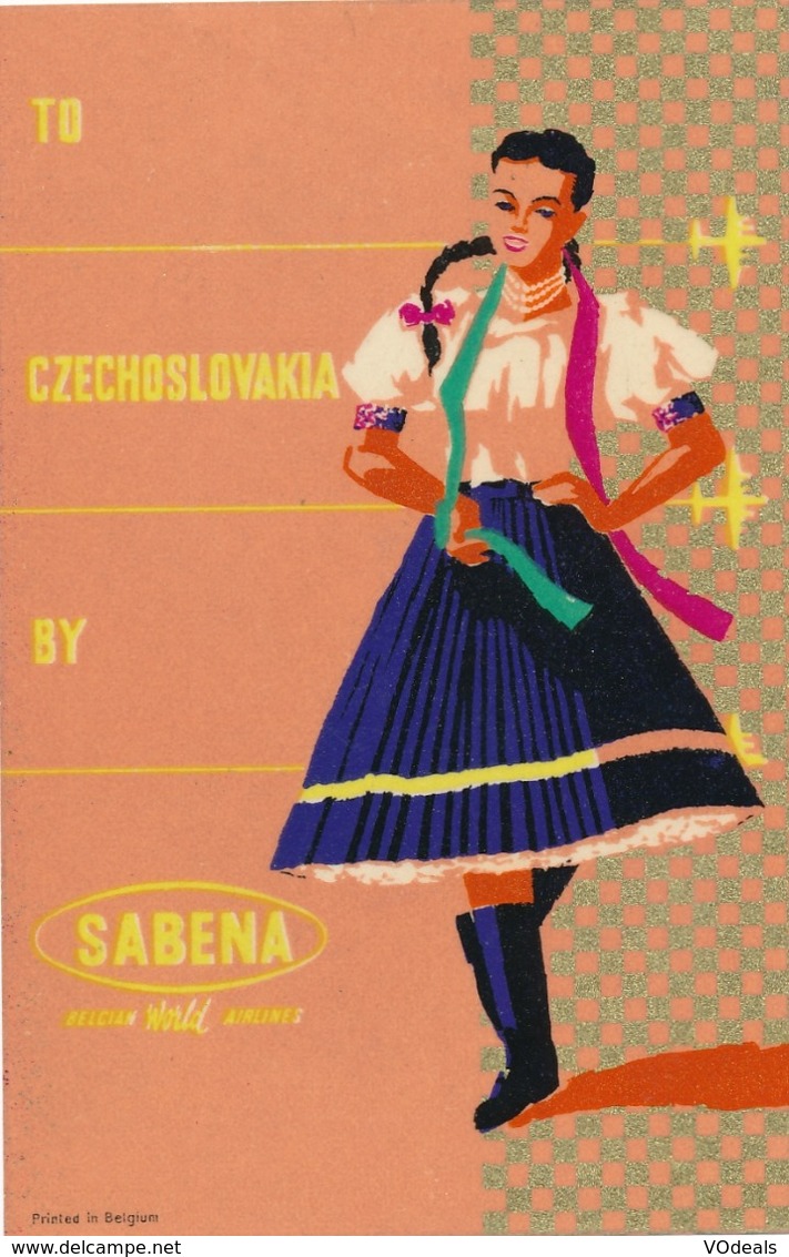 Étiquettes à Bagages - Sabena - To Czechoslovakia By Sabena - Étiquettes à Bagages