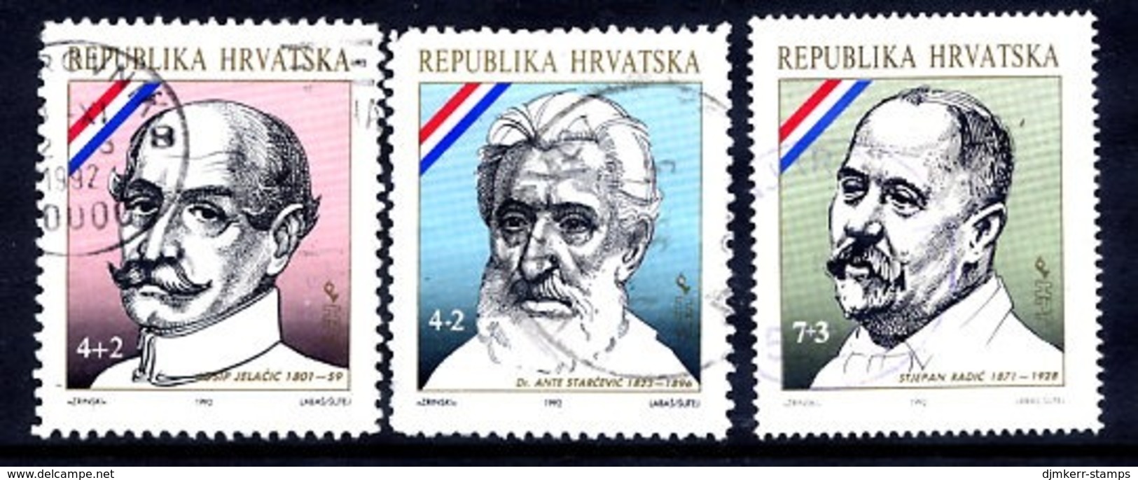 CROATIA 1992 Personalities  Used.  Michel 187, 191-92 - Croatie