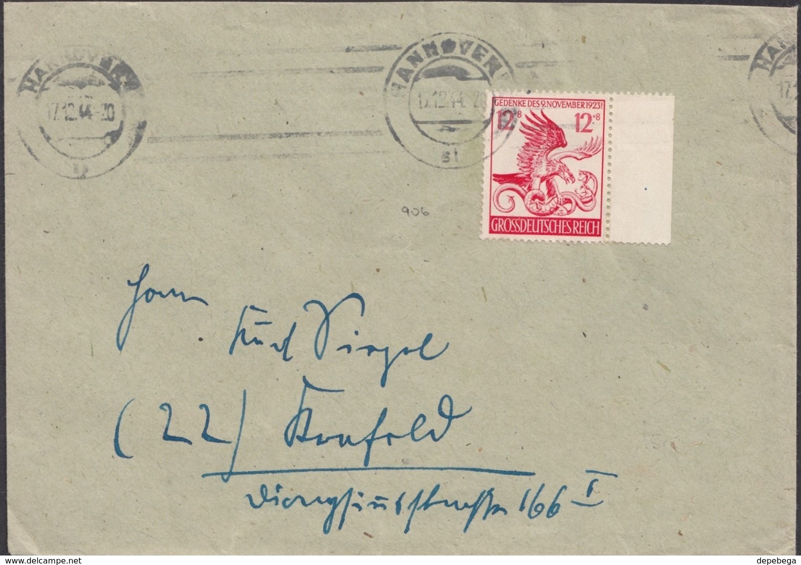 Germany - MiNr. 518 EF Brief, HANNOVER 15.12.1944. - Briefe U. Dokumente