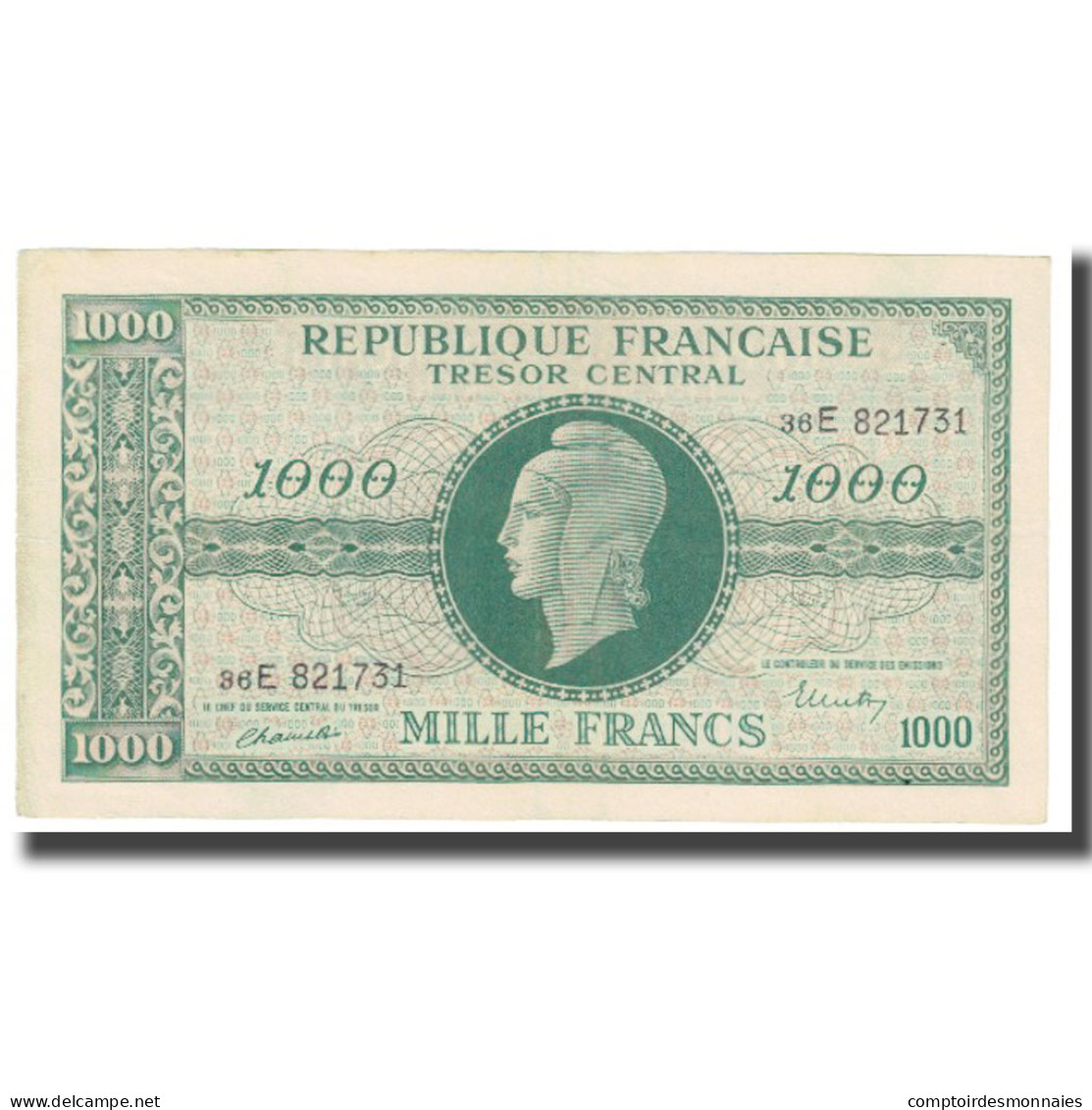 France, 1000 Francs, 1947 French Treasury, SUP, Fayette:12.02, KM:107 - 1947 Tesoro Francese