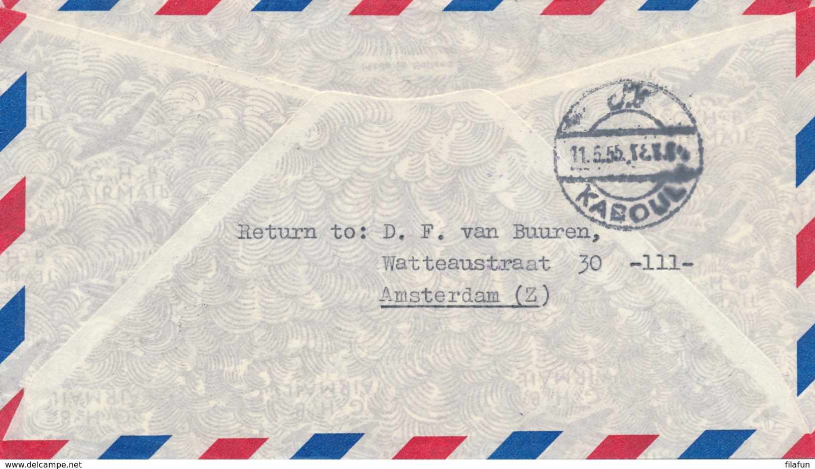 Nederland / Afghanistan - 1955 - 2x 25c Kraai Op Cover First Flight Amsterdam - Kaboul - Luftpost