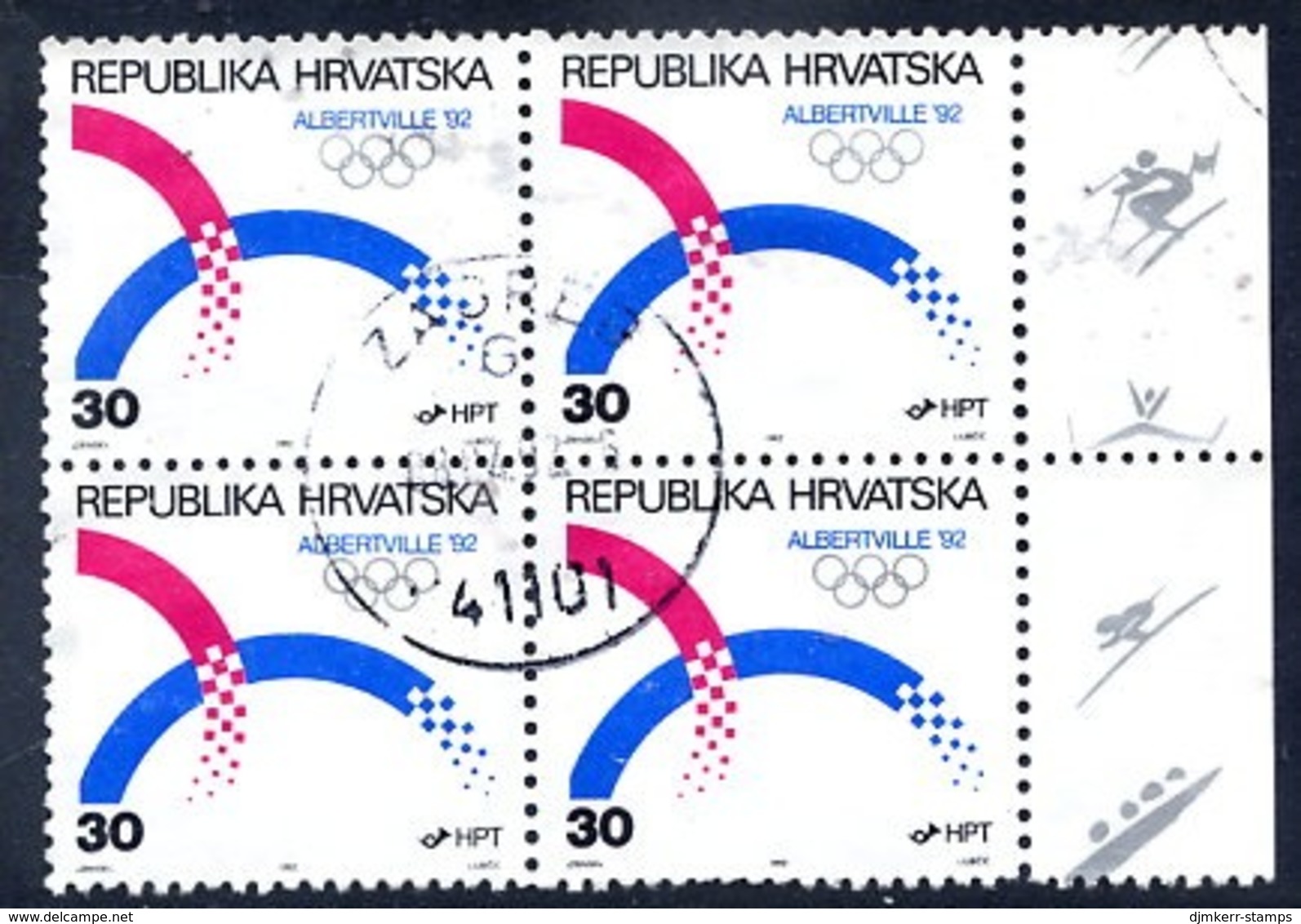 CROATIA 1992 Winter Olympics Block Of 4 Used.  Michel 188 - Croazia