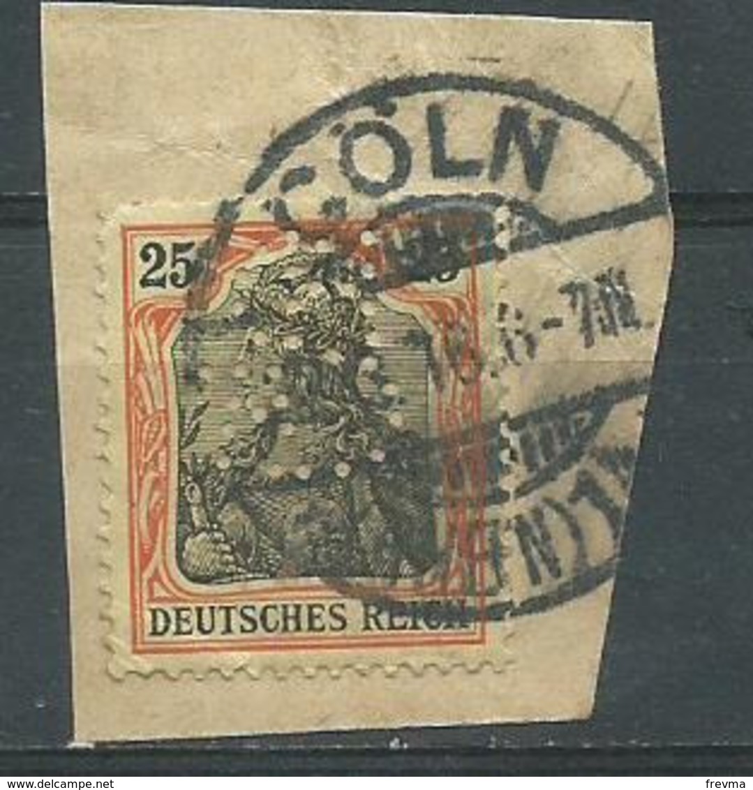 Timbre Allemand 1900 Reichpost 25 Pf Orange Obliteration Coln Perforé - Gebraucht