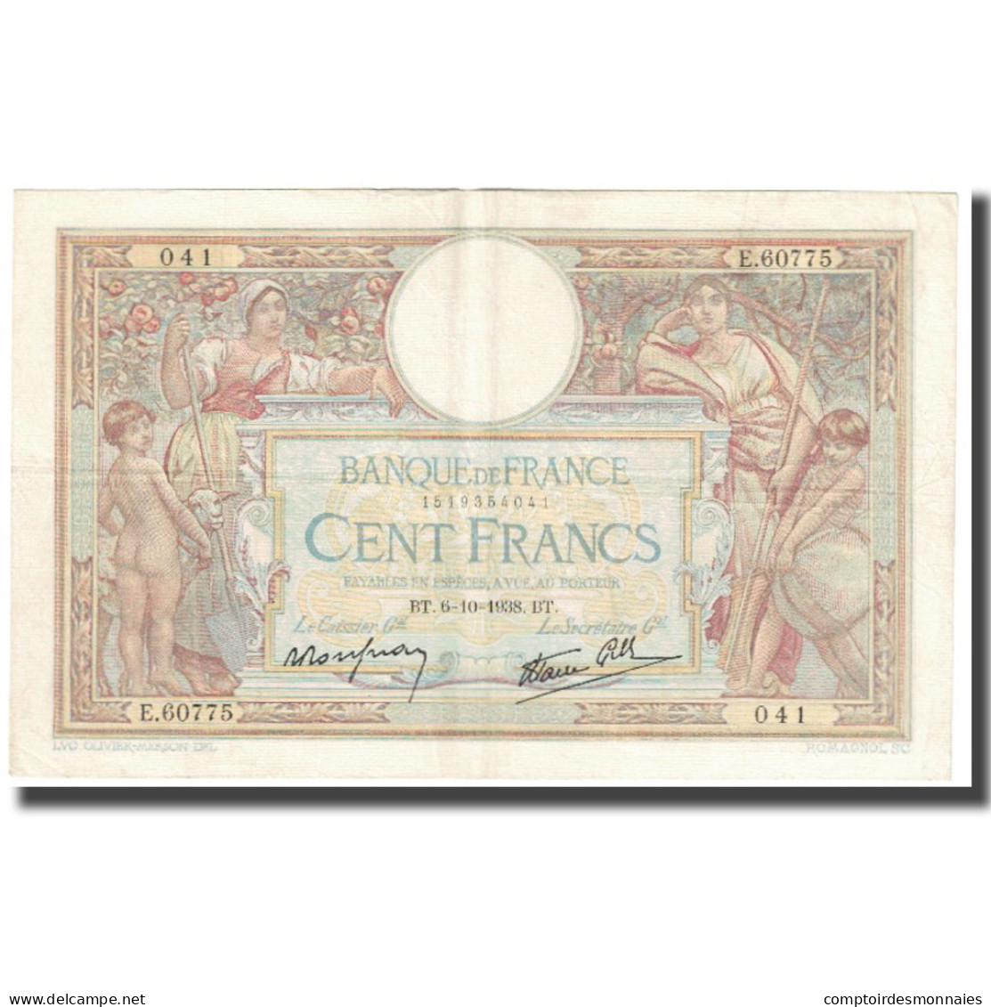 France, 100 Francs, Luc Olivier Merson, 1938, 1938-10-06, TTB, Fayette:25.36 - 100 F 1908-1939 ''Luc Olivier Merson''