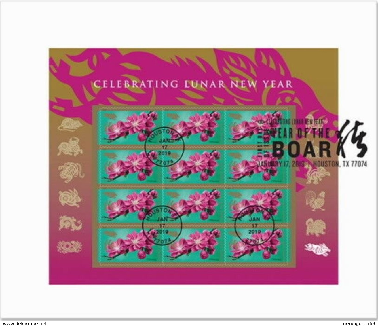 VERINIGTE STAATEN ETATS UNIS USA 2019 CHINESE LUNAR YEAR OF THE PIG PANE FDC SC 5340 MI 5560 - 2011-...