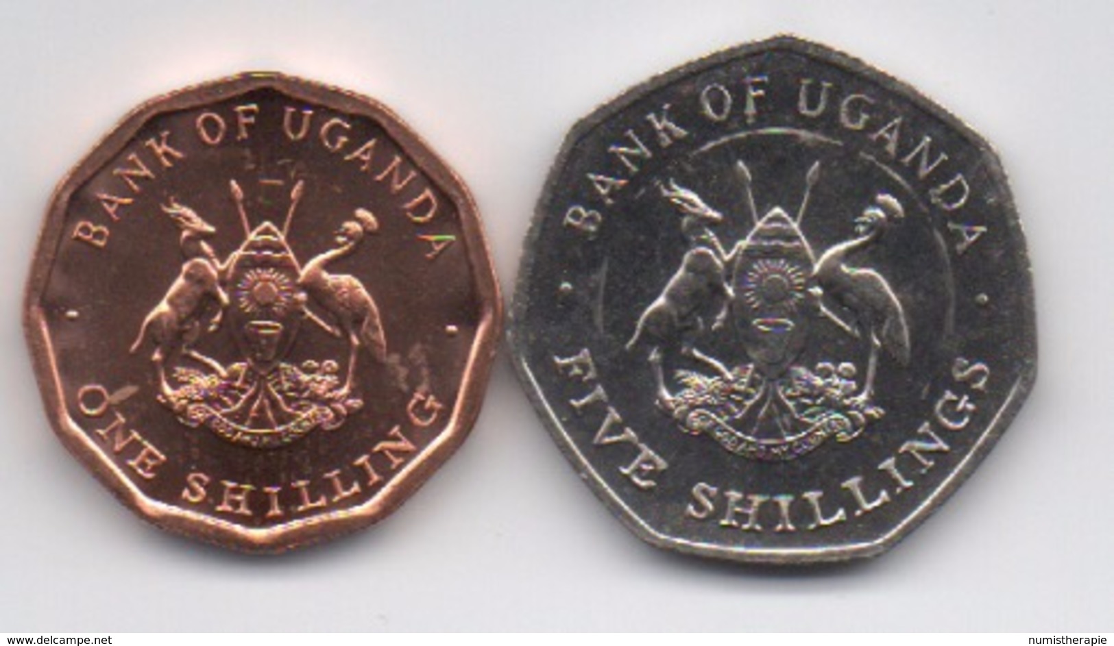 Ouganda Uganda : Lot De 2 Pièces UNC 1987 : 1 Shilling & 5 Shillings (7 Pans) - Oeganda