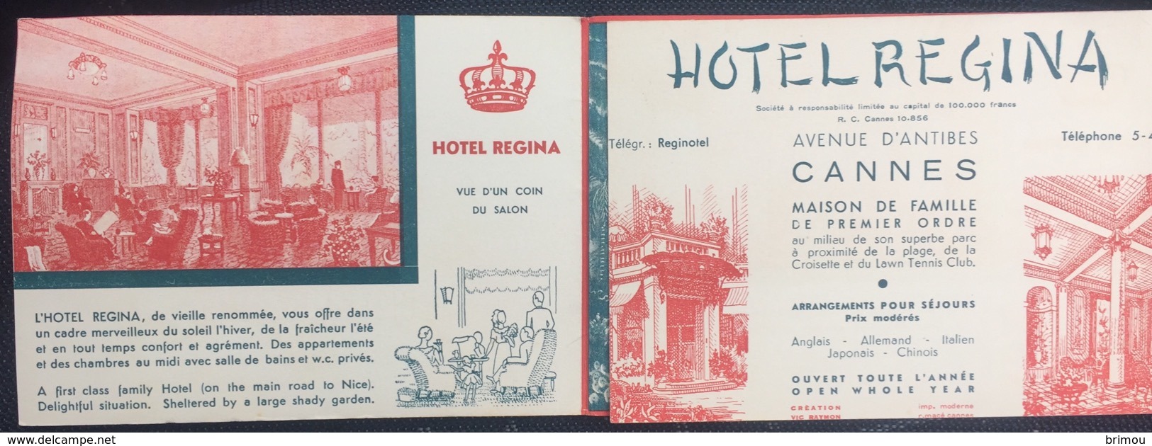 Hôtel Regina, Cannes, Voir Les Scans. - Hotels & Restaurants