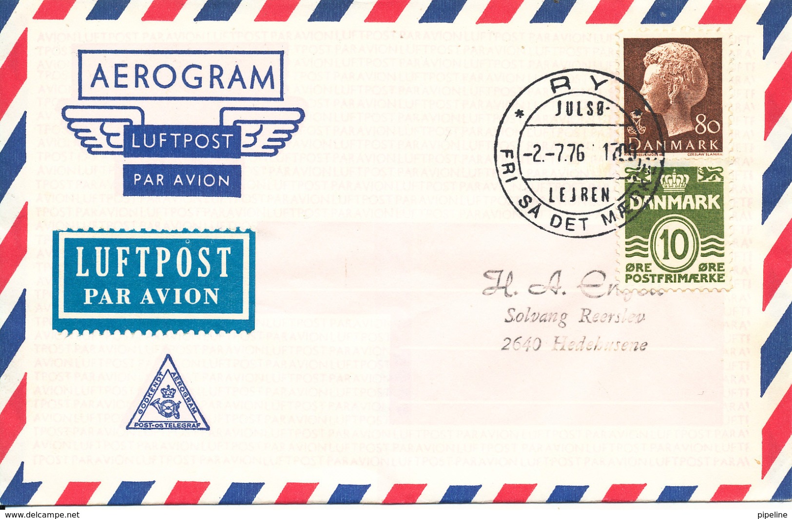 Denmark Air Mail Cover Scout Scouting Ry Julsö  2-7-1976 Fri Sa Det Maerkes - Covers & Documents