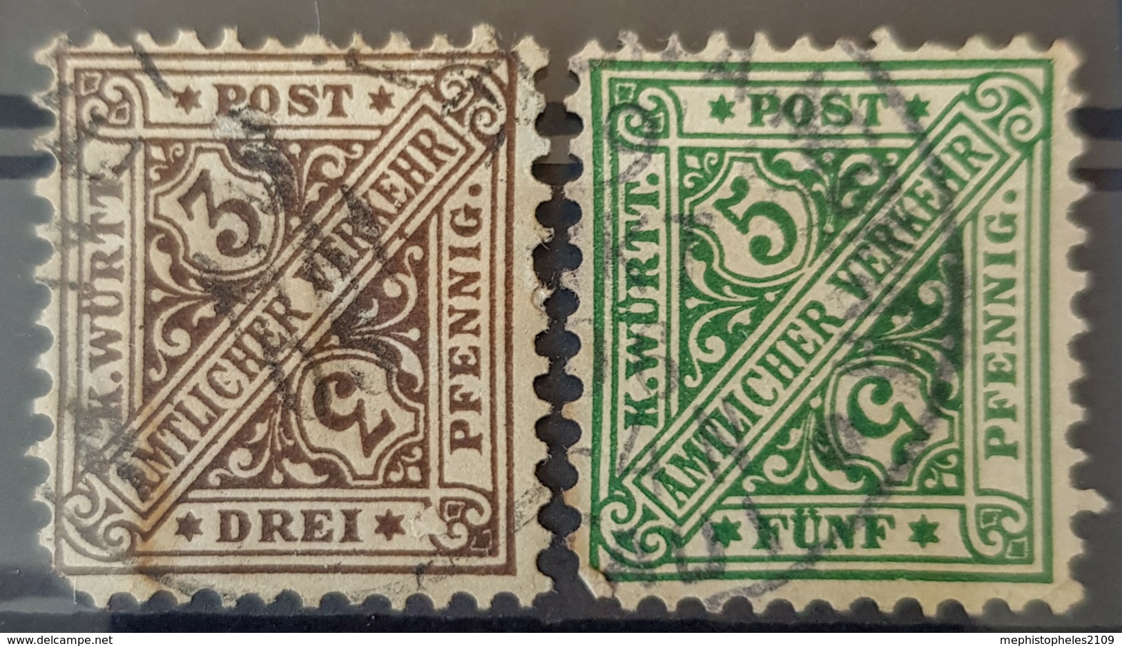 WÜRTTEMBERG 1890 - Canceled - Mi 208, 209 - 3pf 5pf - Usati