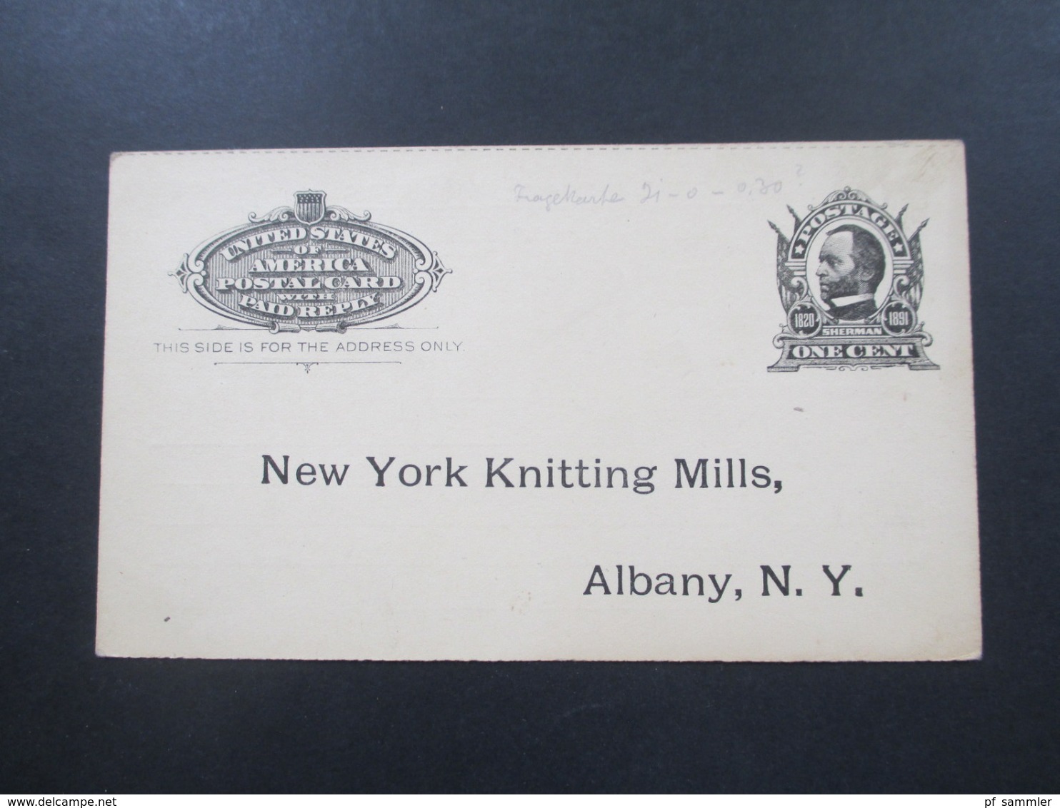 USA Um 1900 GA Fragekarte ? New York Knitting Mills Pow Dora Puffs Gedruckte Firmen Fragekarte - Brieven En Documenten