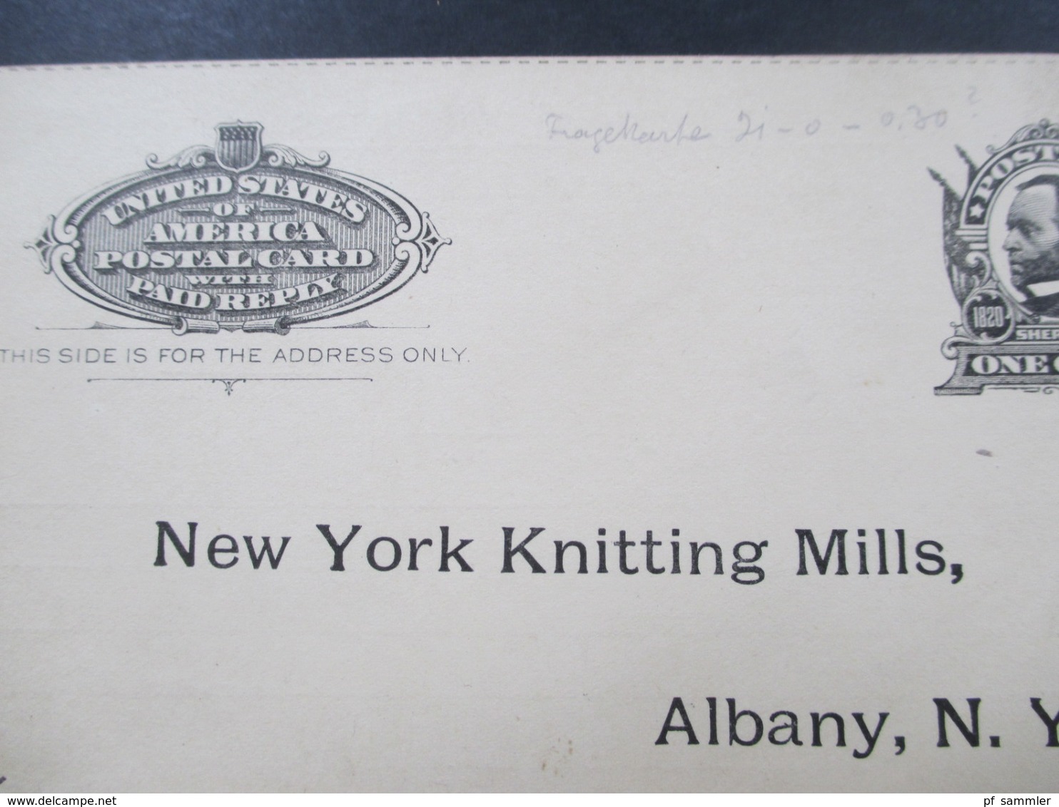 USA Um 1900 GA Fragekarte ? New York Knitting Mills Pow Dora Puffs Gedruckte Firmen Fragekarte - Lettres & Documents