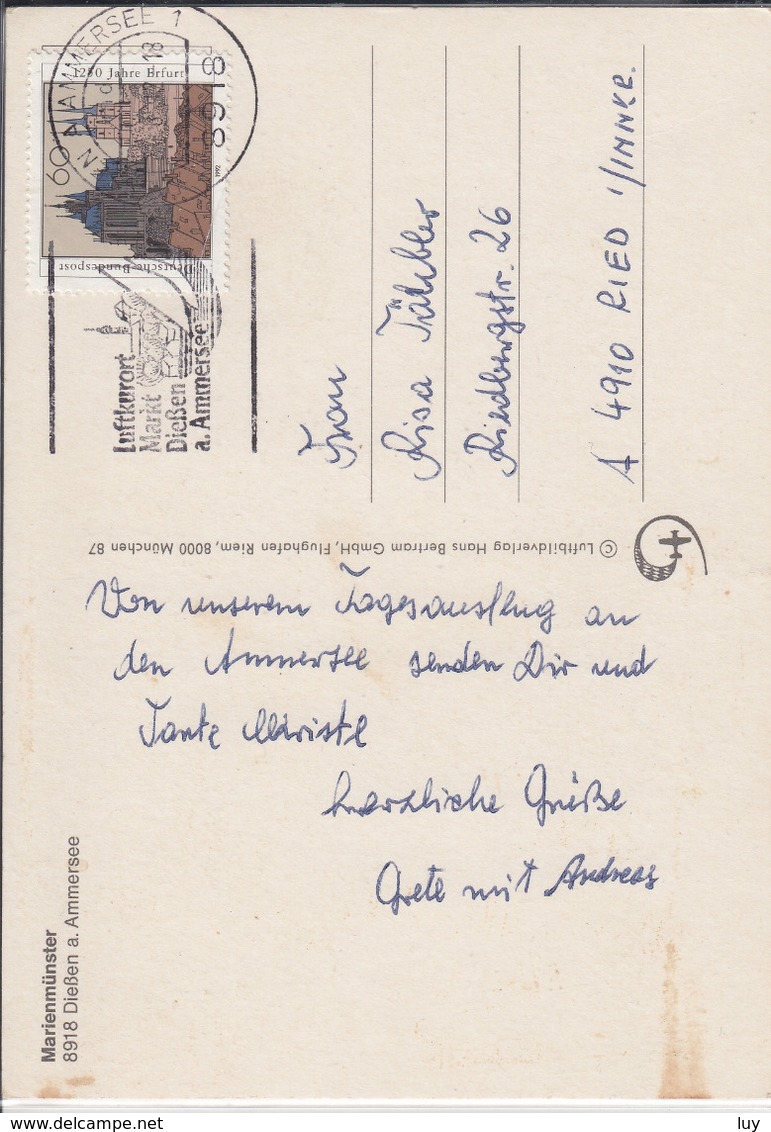 DIESSEN Am Ammersee 8918, Marienmünster Flugaufnahme, Luftbild  Schöner Stempel - Diessen