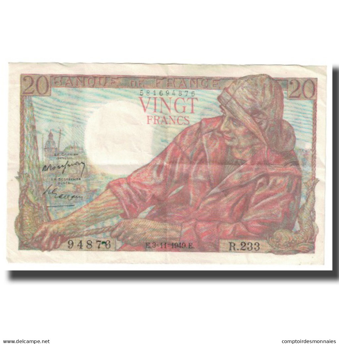 France, 20 Francs, 1949, 1949-11-03, SUP, Fayette:13.12, KM:100a - 20 F 1942-1950 ''Pêcheur''