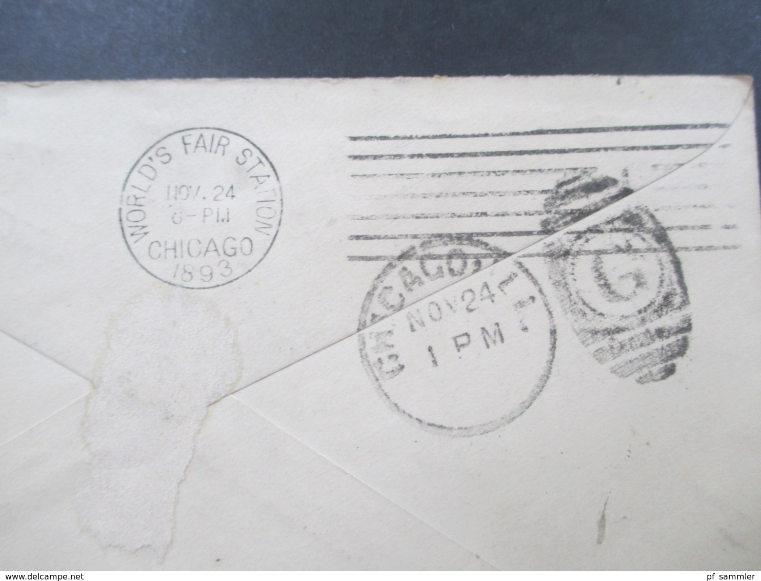 USA 1893 GA Representative In Charge Of German Educational Exhibit Stempel World's Fair Station Weltausstellung Chicago - Cartas & Documentos