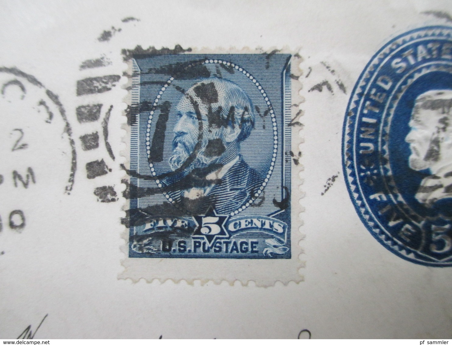 USA 1890 GA Umschlag Mit Zusatzfrankatur Nr. 57 Mit Ausgefallenem Zähnungsloch! Wall Street NY - Frankfurt - Briefe U. Dokumente