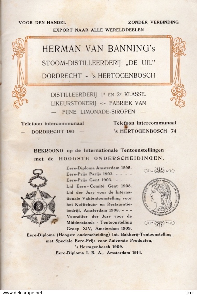 Prijs-courant 1915 Van Herman Van Banning - Stoom-Distilleerderij "de Uil" - Dordrecht 's Hertogenbosch - Holland - Cuisine & Vins