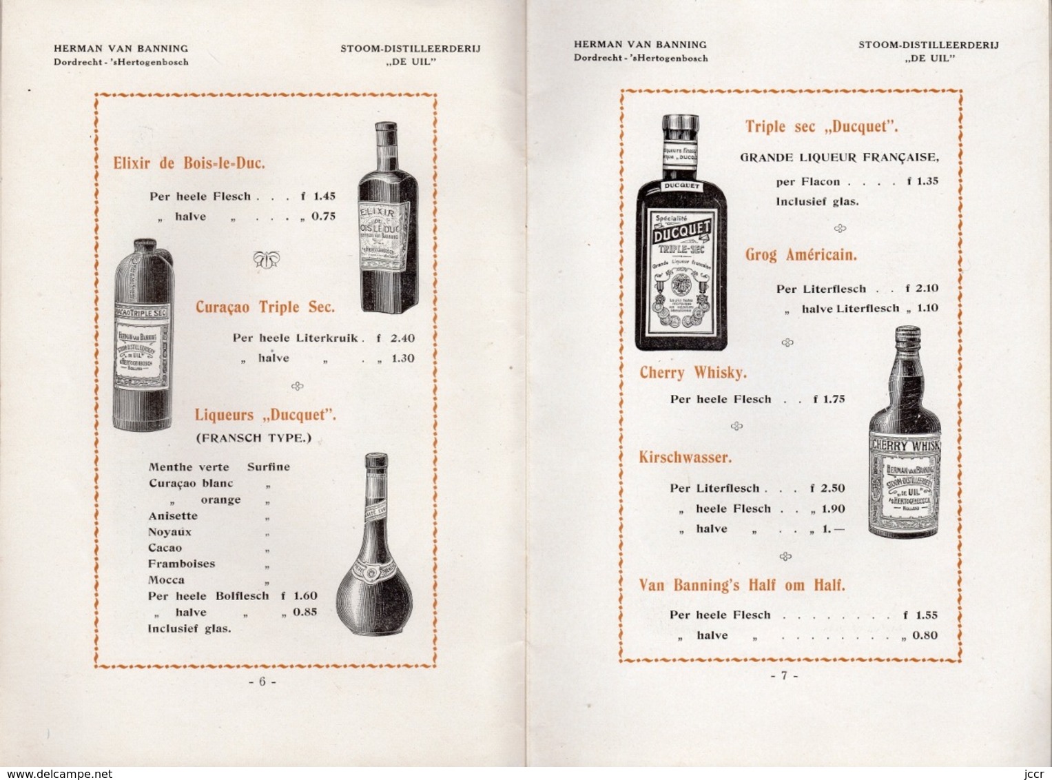 Prijs-courant 1915 Van Herman Van Banning - Stoom-Distilleerderij "de Uil" - Dordrecht 's Hertogenbosch - Holland - Cooking & Wines