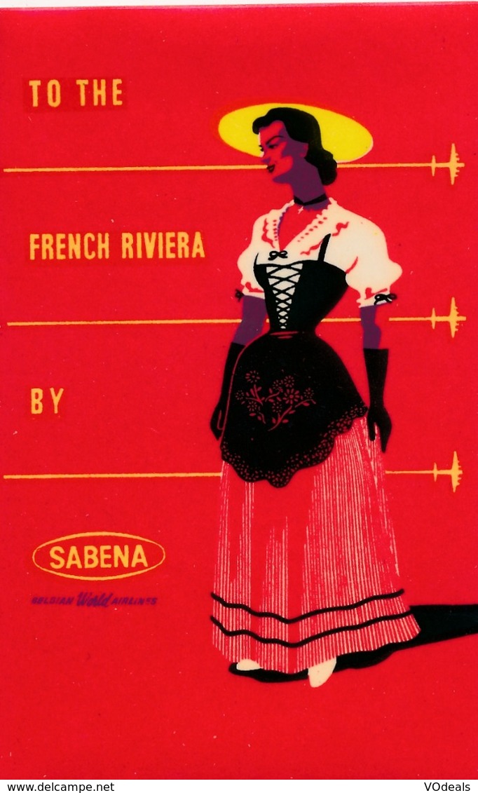 Étiquettes à Bagages - Sabena - To French Riviera By Sabena - Etichette Da Viaggio E Targhette