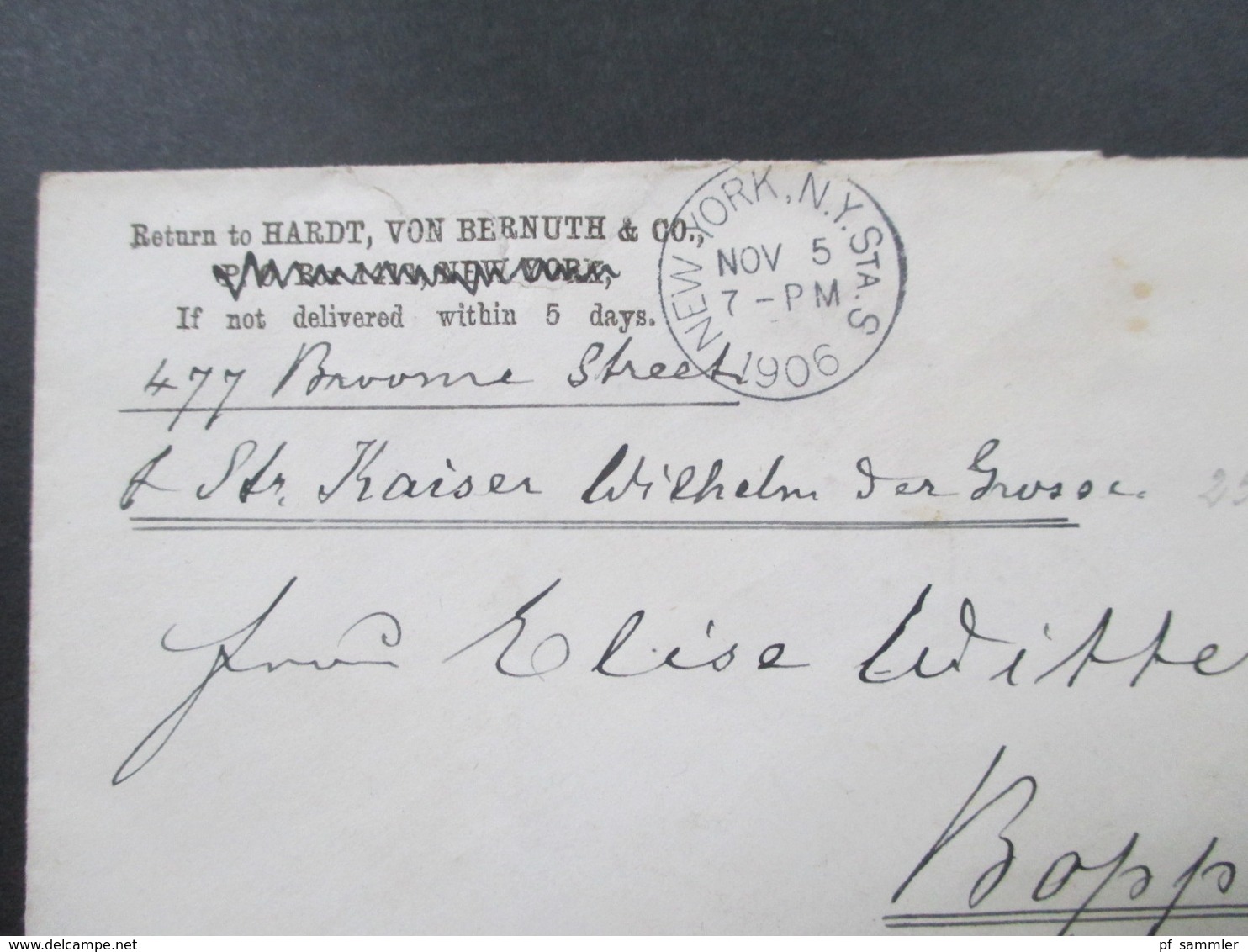 USA 1906 GA Umschlag Schiffspost New York - Boppard Per Steamer Kaiser Wilhelm Dampfer - Lettres & Documents
