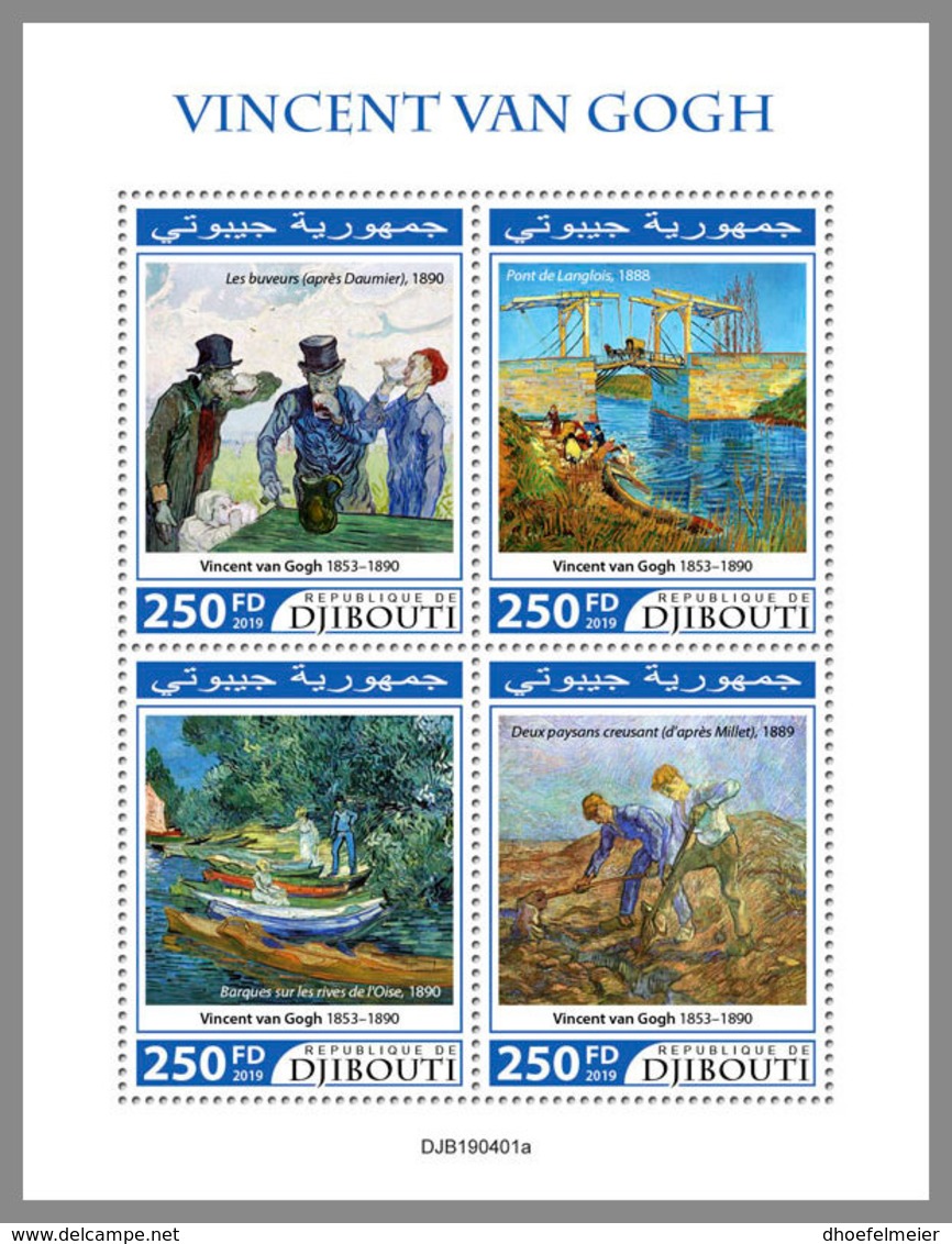 DJIBOUTI 2019 MNH Vincent Van Gogh Paintings Gemälde Peintures M/S - IMPERFORATED - DH1935 - Autres & Non Classés