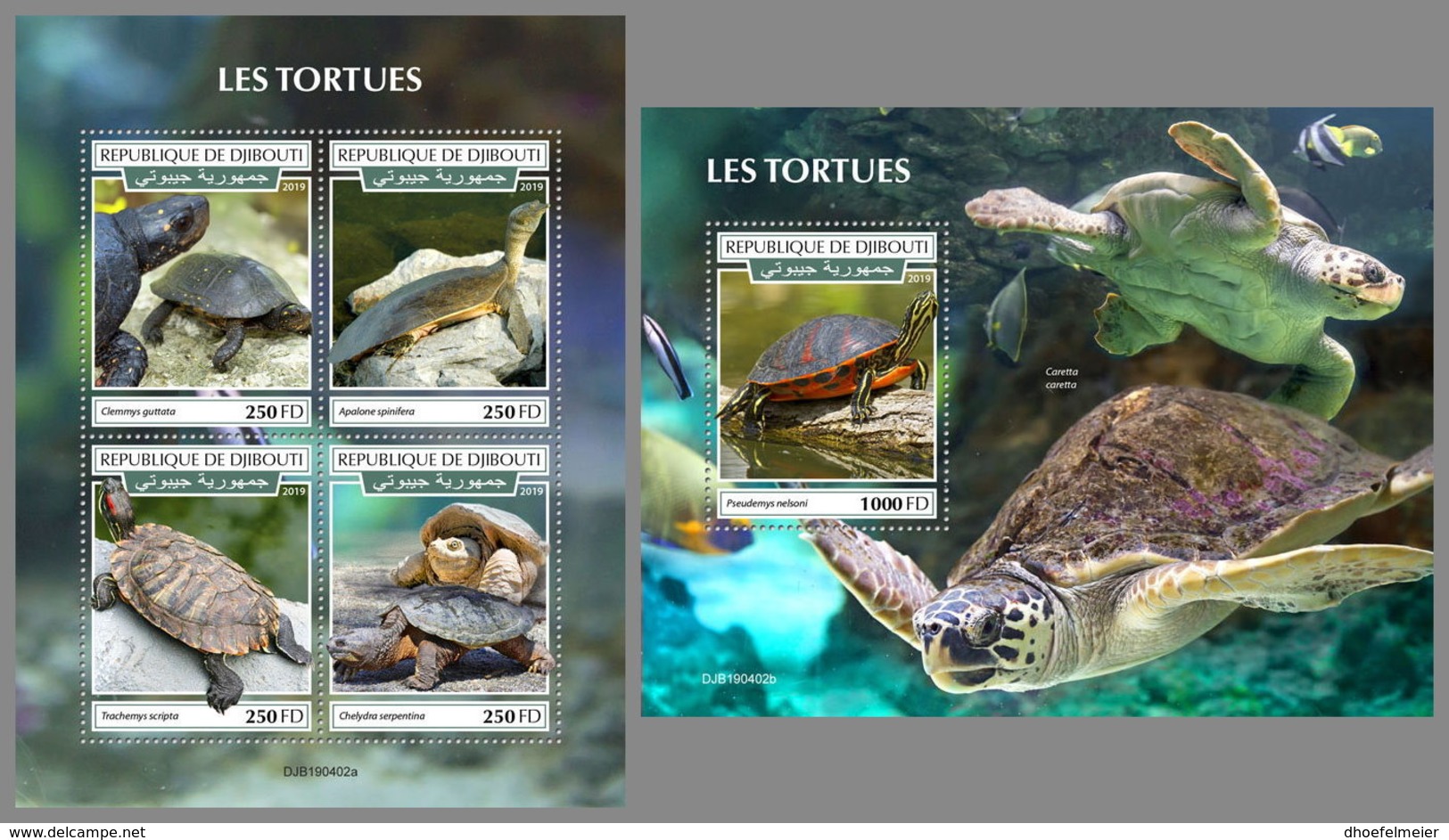 DJIBOUTI 2019 MNH Turtles Schildkröten Tortues M/S+S/S - IMPERFORATED - DH1935 - Tortues