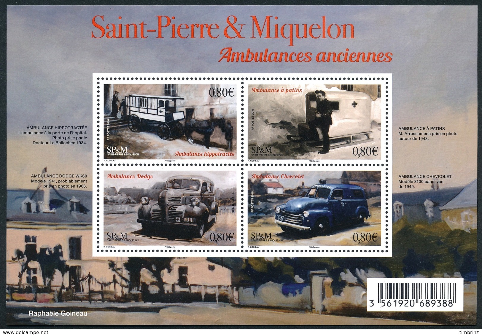 ST-PIERRE ET MIQUELON 2016 - Yv. F1166 (1166 à 1169) **  - Feuillet Ambulances Anciennes (4 Val.)  ..Réf.SPM11718 - Neufs