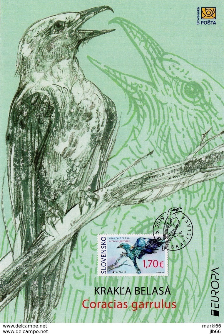 Slovaquie 2019 NL Grande Carte Maximum EUROPA Oiseau Le Rollier D'Europe - FDC