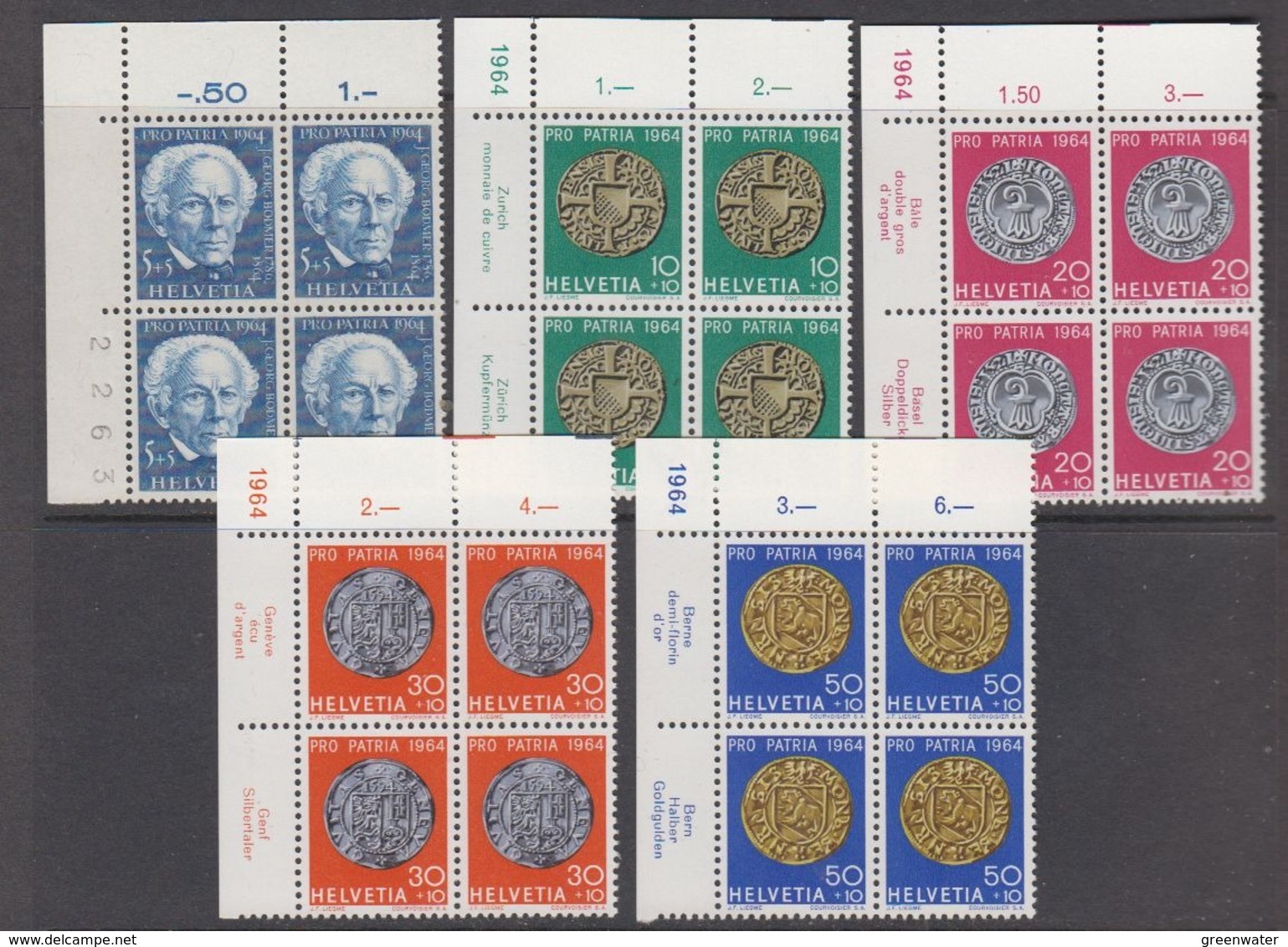 Switzerland 1964 Pro Patria 5v Bl Of 4 (corners) ** Mnh (44442B) - Ongebruikt