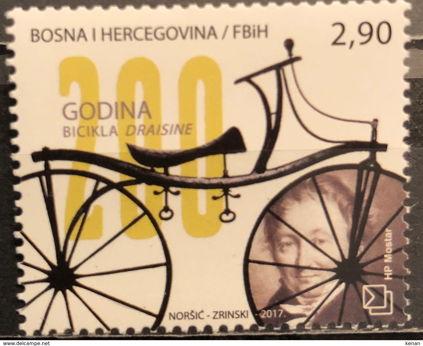 Bosnia And Hercegovina, HP Mostar, 2017, Mi: 457 (MNH) - Cycling