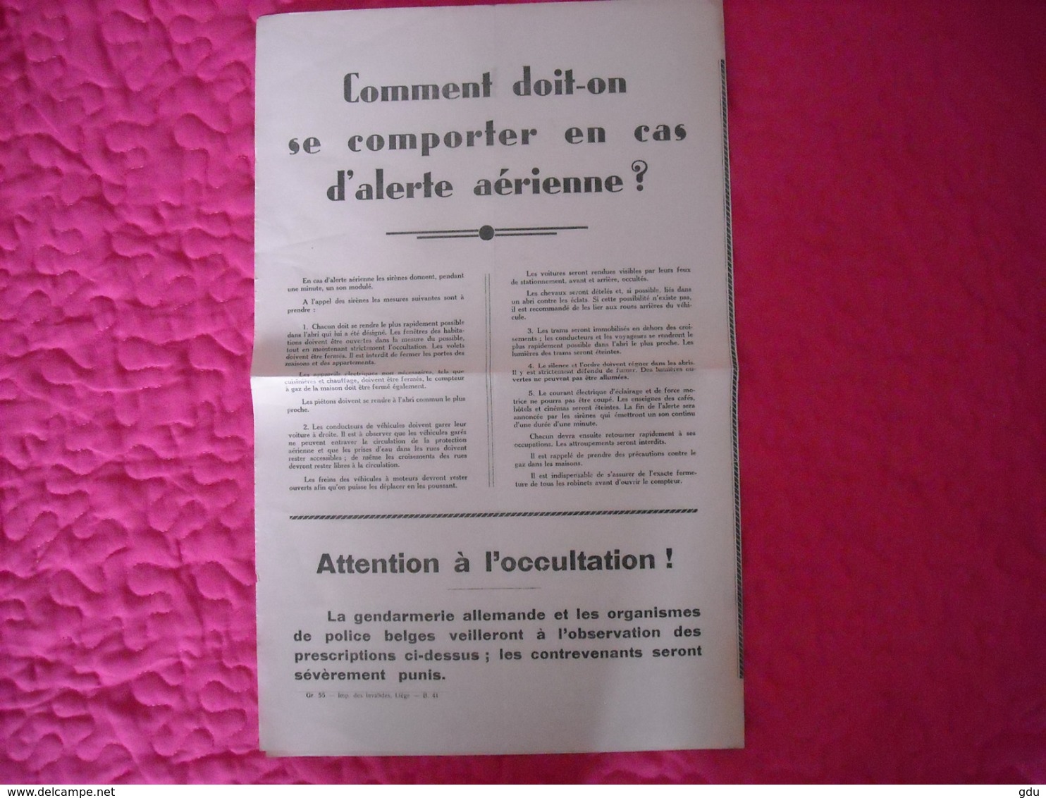 Affiche Authentique De La Kreiskommandur (comportement Alerte Aérienne) - 1939-45