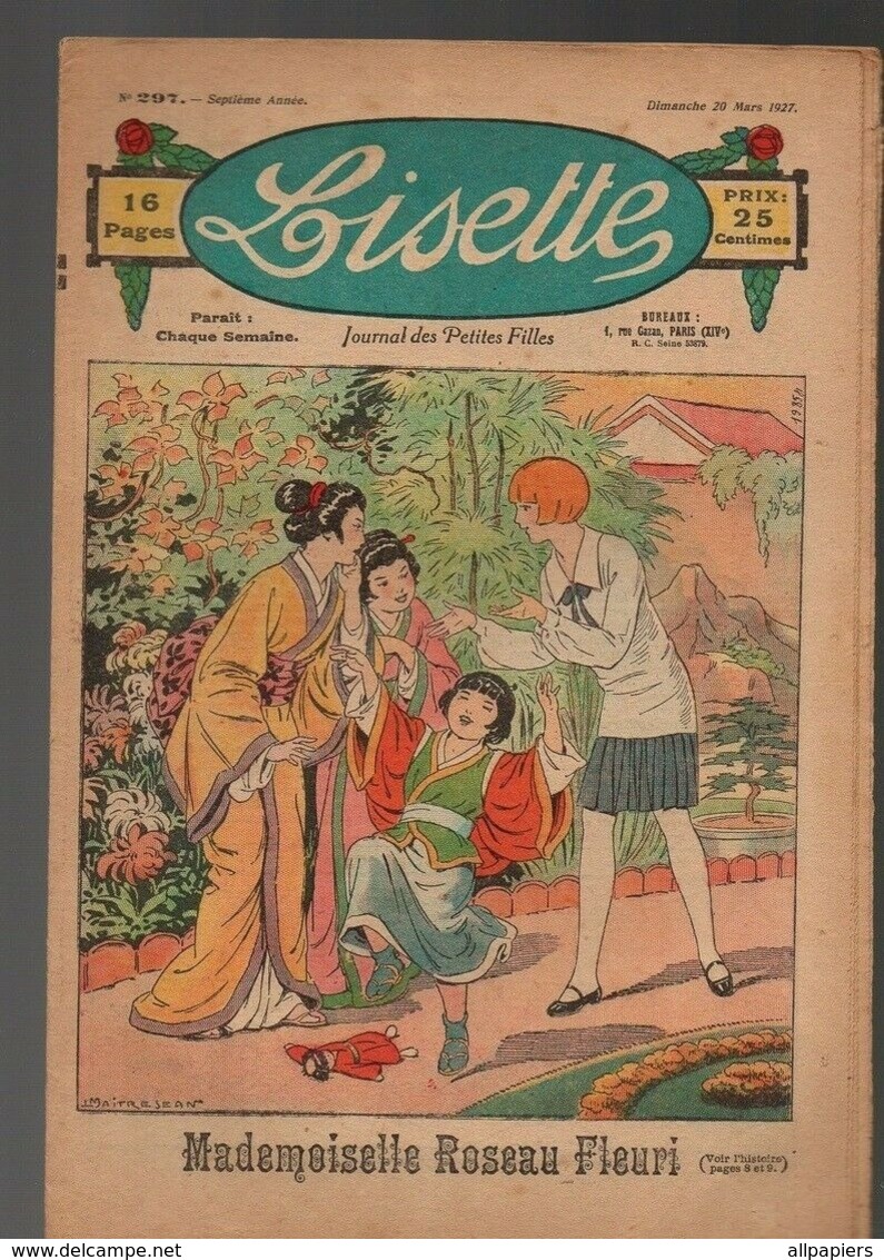 Lisette N°297 Mademoiselle Roseau Fleuri - Les Conquêtes De Bernadette - Un Chien Bien Dressé De 1927 - Lisette