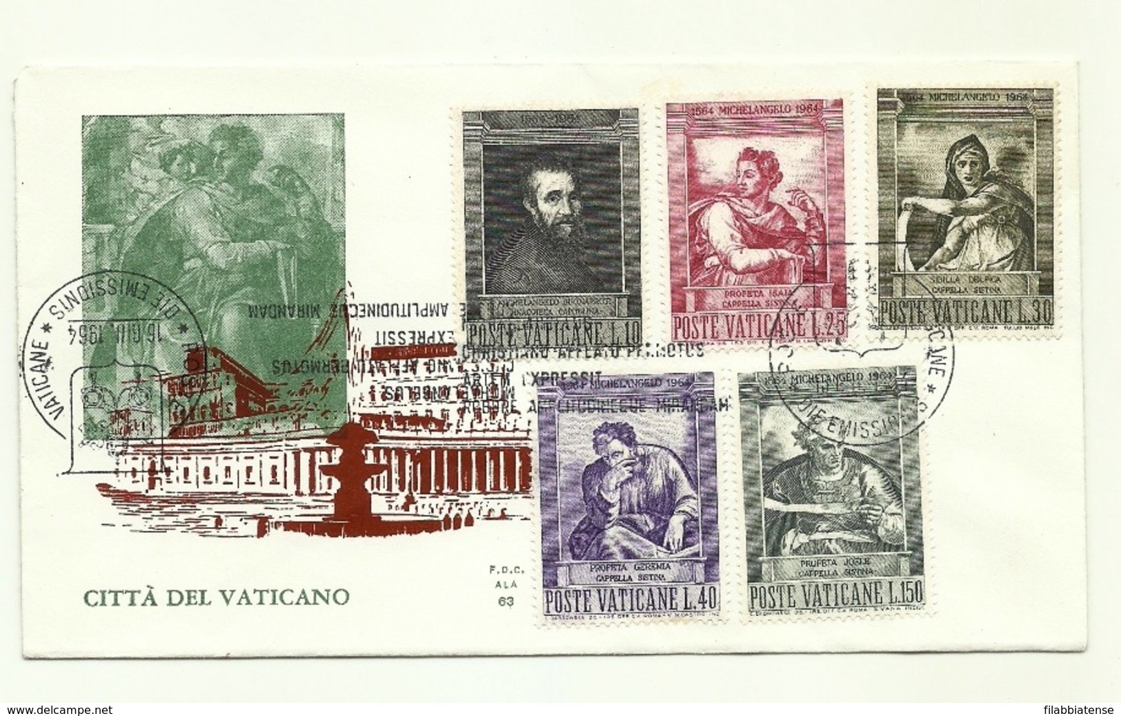 1964 - Vaticano 387/91 Michelangelo Buonarroti   FDC - Altri & Non Classificati