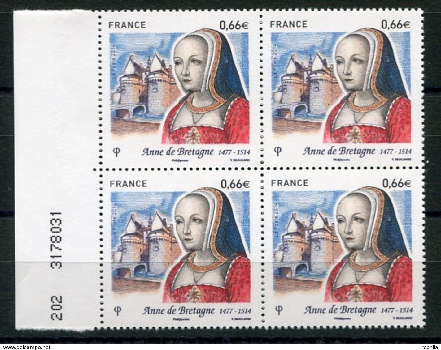 RC 13294 FRANCE N° 4834 ANNE DE BRETAGNE BLOC DE 4 A LA FACIALE NEUF ** - Neufs