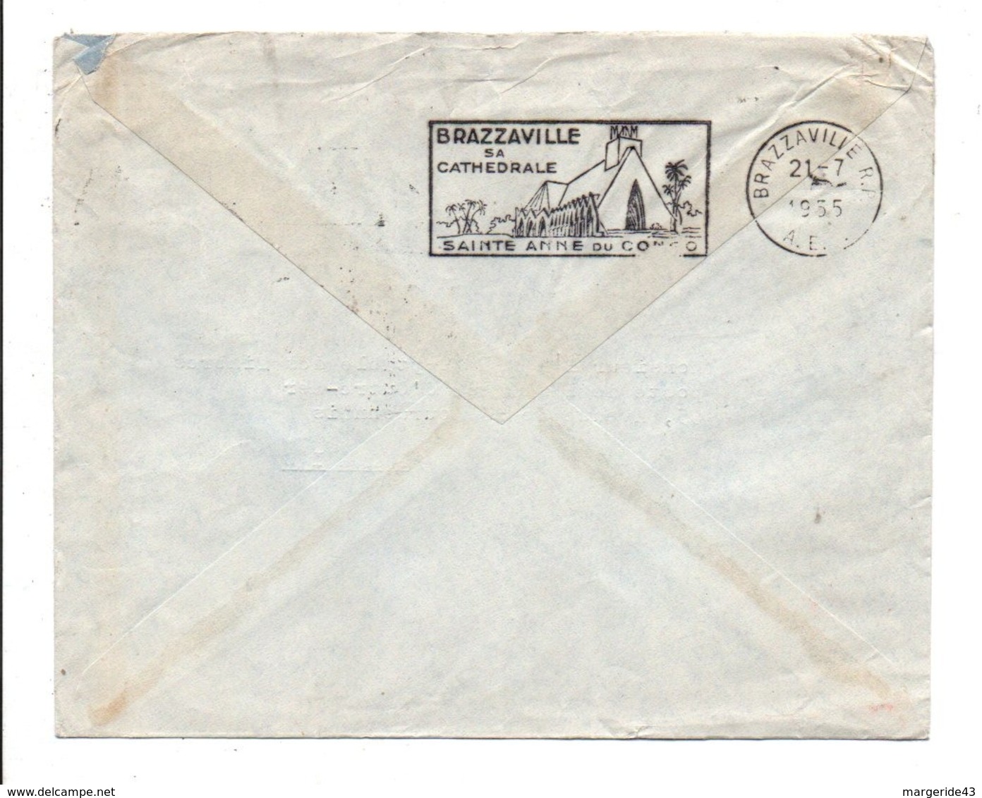 A E F LETTRE DE BRAZZAVILLE POUR LA FRANCE 1955 - Cartas & Documentos