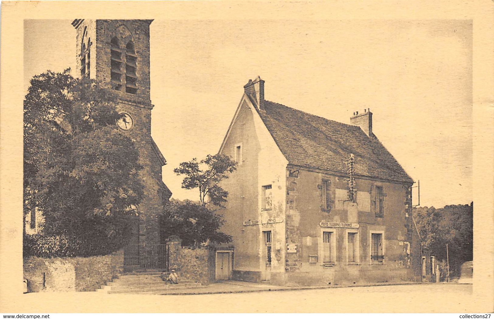 78-AUFFARGIS- L'EGLISE ET LA POSTE - Auffargis