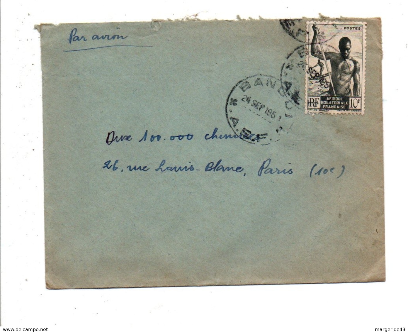 A E F LETTRE DE BANGUI POUR LA FRANCE 1951 - Cartas & Documentos