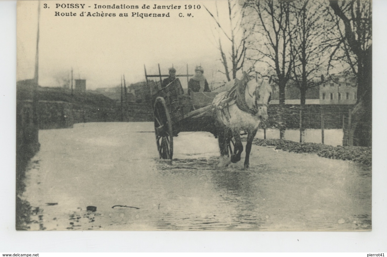 POISSY - Inondations De Janvier 1910 - Route D'Enchères Au Piquenard - Poissy