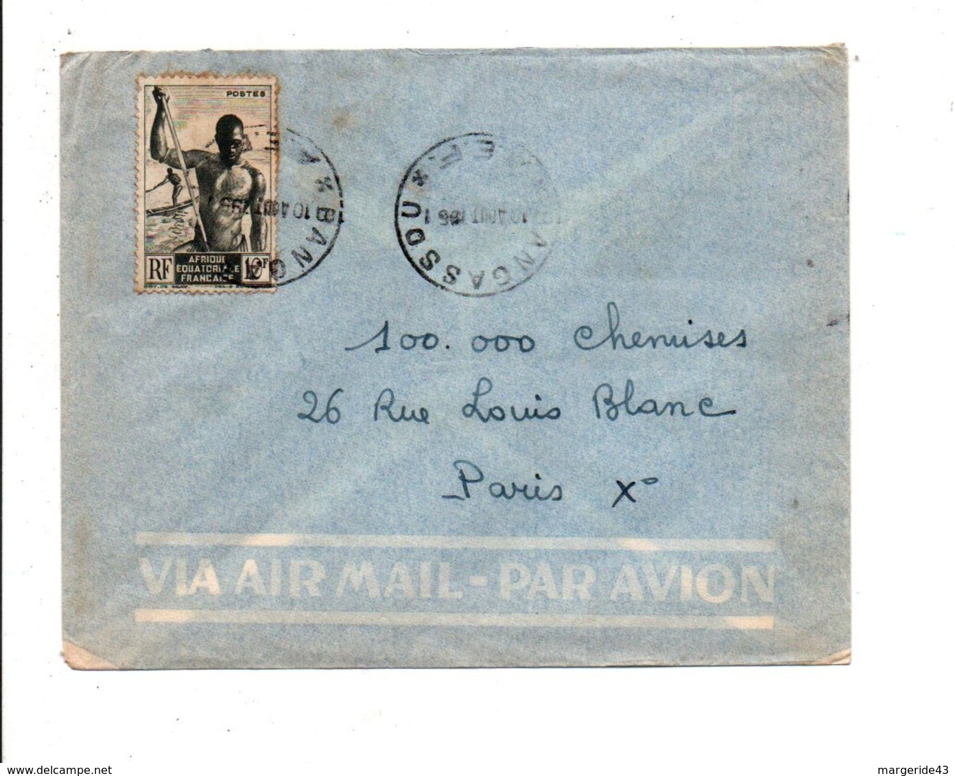 A E F LETTRE DE BANGASSOU POUR LA FRANCE 1951 - Cartas & Documentos