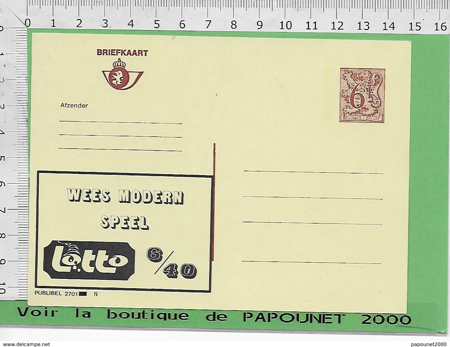 01245 - 03026 - E Be Entiers Postaux Publibel 2701 N LOTTO - Publibels