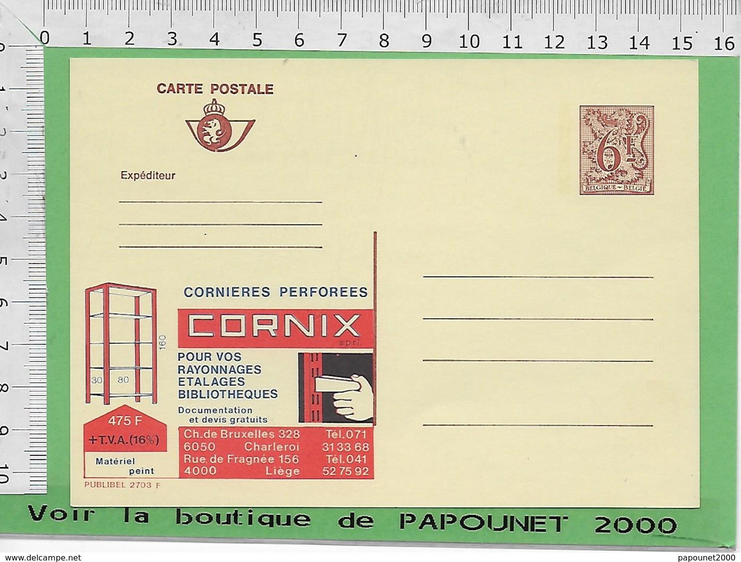 01247 - 03026 - E Be Entiers Postaux Publibel 2703 F CORNIX - Publibels