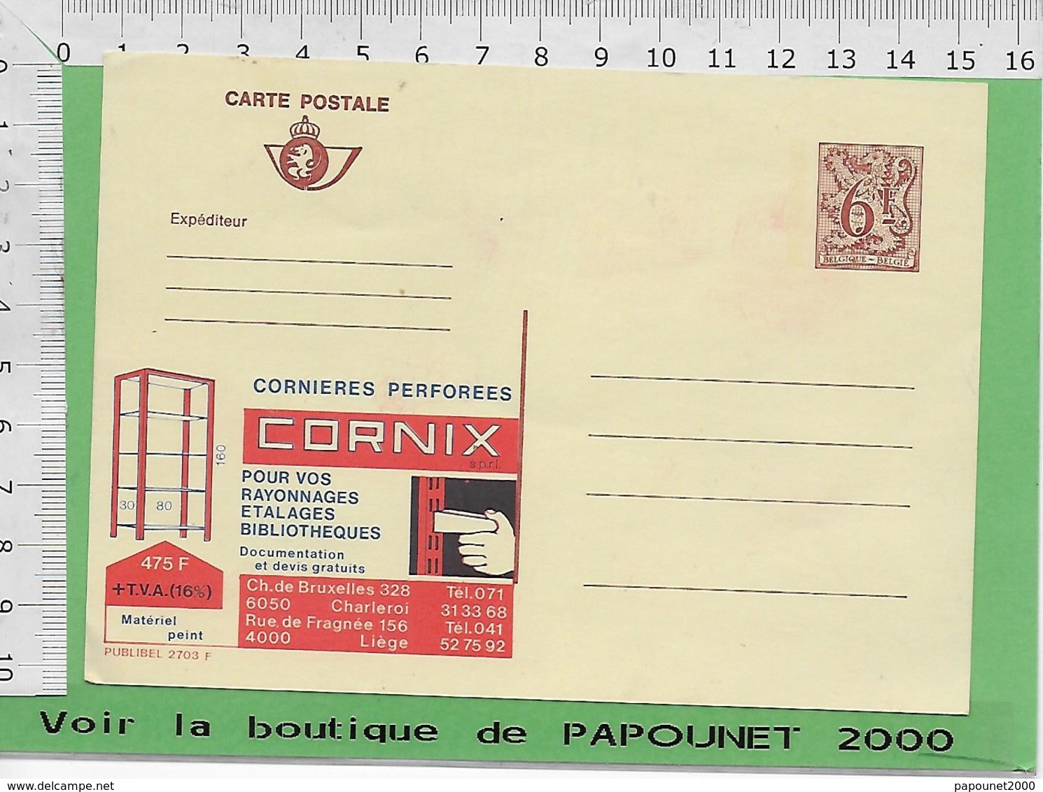 01248 - 03026 - E Be Entiers Postaux Publibel 2703 F CORNIX - Publibels