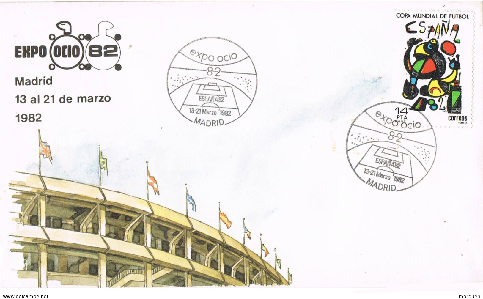 33747. Carta  MADRID 1982. Feria EXPO OCIO. Estadio Futbol ESPAÑA 82 - Cartas & Documentos