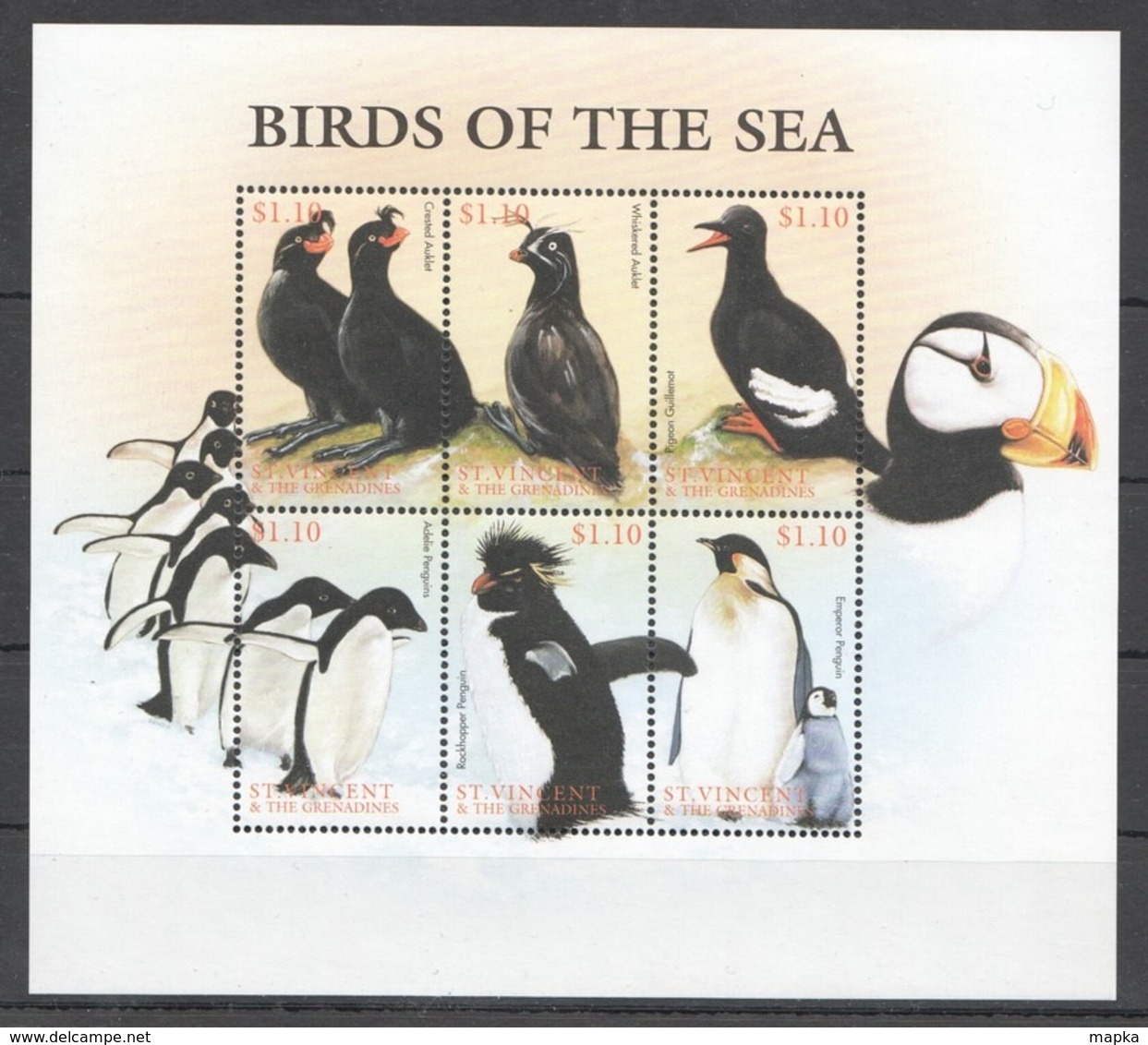 X559 ST.VINCENT FAUNA BIRDS OF THE SEA 1KB MNH - Albatros