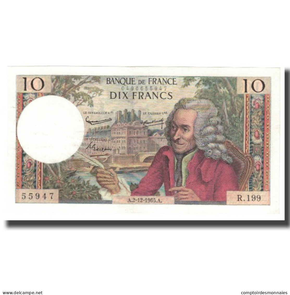 France, 10 Francs, Voltaire, 1965, 1965-12-02, SPL, Fayette:62.18, KM:147a - 10 F 1963-1973 ''Voltaire''