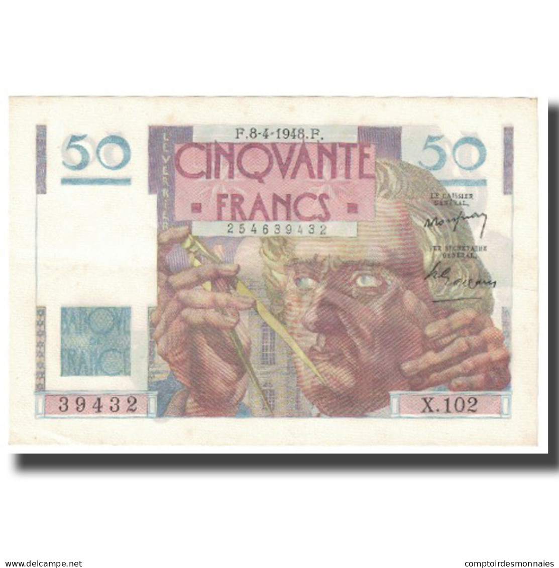 France, 50 Francs, Le Verrier, 1948, 1948-04-08, SPL, Fayette:20.10, KM:127b - 50 F 1946-1951 ''Le Verrier''