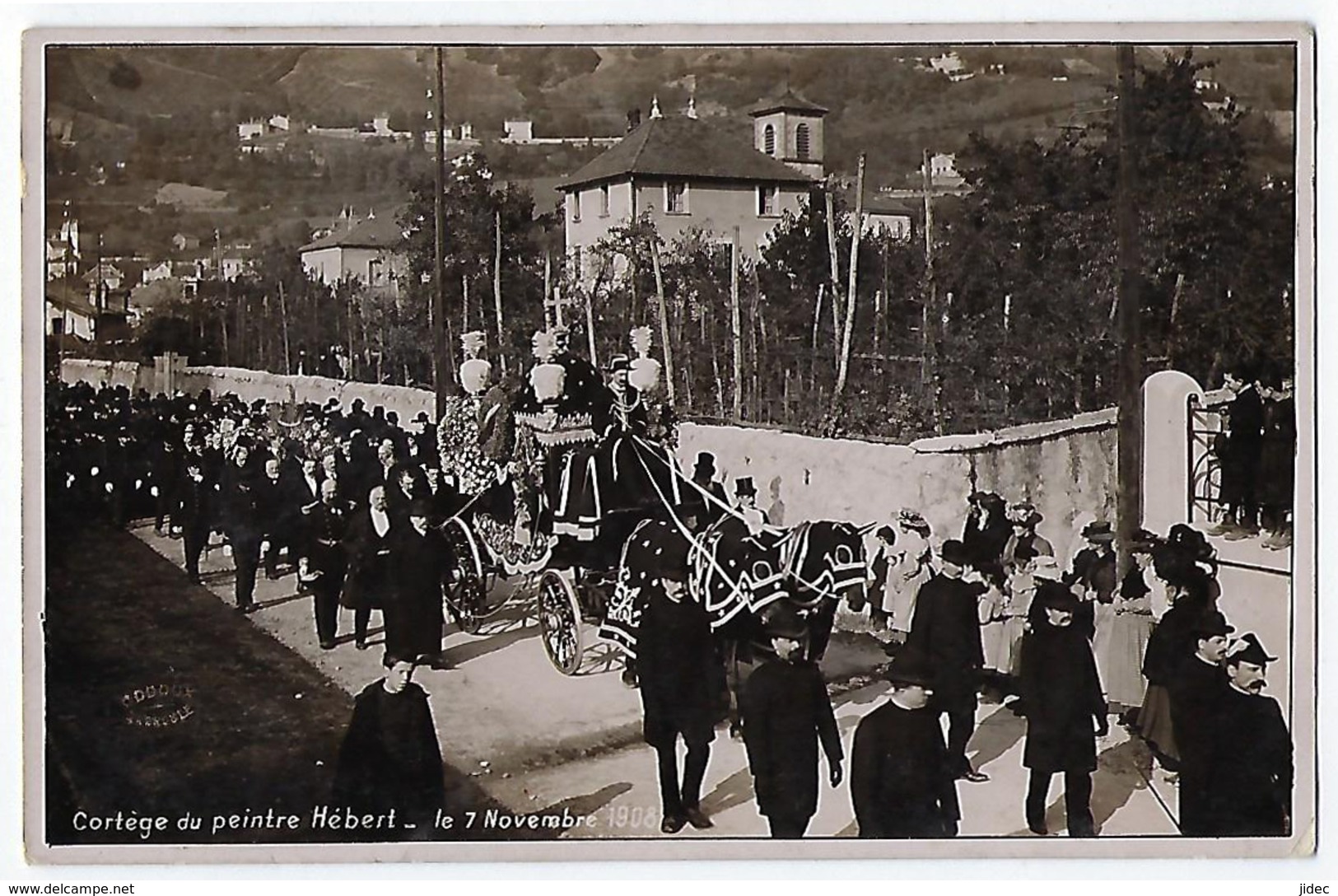 CPA 38 Isère Rare La Tronche Carte Photo Cortège Funéraire Du Peintre Hébert 1908 Très Bon état Oddoux Et Gaude Grenoble - La Tronche